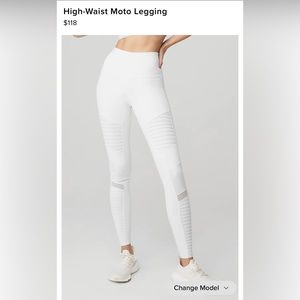 ALO YOGA WHITE HIGH-WAIST MOTO LEGGING